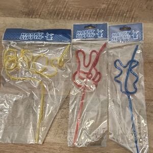 Fun Shaped Straws - Yellow, Red, and Blue